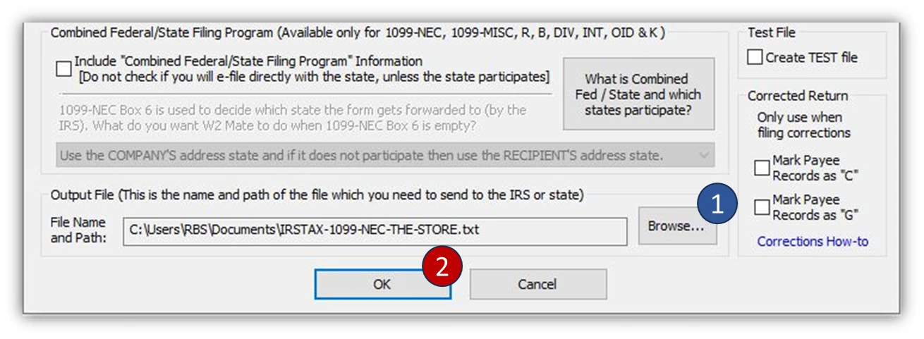 Selecting Output folder
